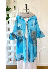 splash ithal koton gömlek turkuaz 2