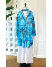 lilium ithal koton gömlek turkuaz