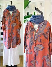 ithal şal desen koton gömlek kiremit