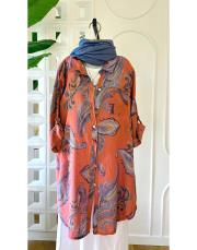 ithal şal desen koton gömlek kiremit 2