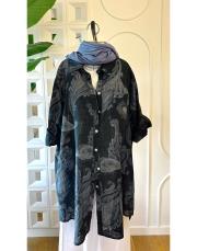 ithal şal desen koton gömlek siyah 2