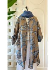 ithal şal desen koton gömlek vizon 3