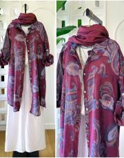 ithal şal desen koton gömlek bordo