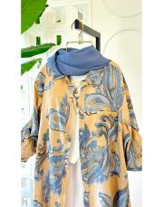 ithal şal desen koton gömlek camel 2