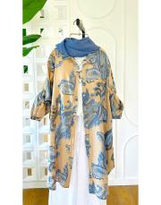 ithal şal desen koton gömlek camel 3