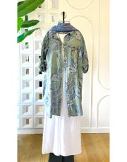 ithal şal desen koton gömlek haki