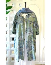 ithal şal desen koton gömlek haki 2