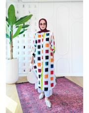 betty koton gömlek elbise ekru 3
