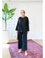 eleni yıkamalı pamuk takım siyah 3