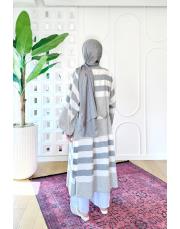 çizgili aynalı kimono gri 3