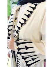 dali nakışlı kimono jakarlı kap krem 2