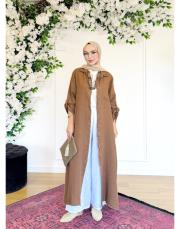 lucia ithal keten düz gömlek camel