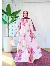 ithal çan keten elbise pembe