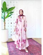 ithal çan keten elbise pembe 2
