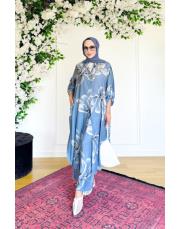helena uzun gömlekli takım indigo