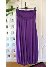 ithal beli penye şalvar viskon düz pantolon mor