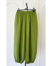 ithal bel paça lastik bohem pantolon elmayeşili 2