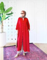 aida ithal keten bohem kap kırmızı 3