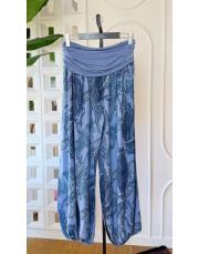 fina şal desen viskon şalvar pantolon indigo