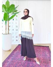 dantel detaylı tunik sarı