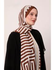 style pamuk ipek şal kahve 2