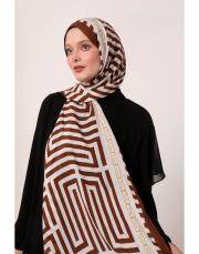 style pamuk ipek şal kahve 3