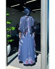 ithal nergis tencel elbise lacivert 2
