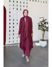 dila %100 pamuk triko hırka bordo 3