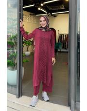 bellora %100 pamuk triko tunik bordo