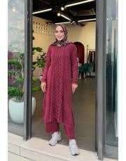 bellora %100 pamuk triko tunik bordo 2