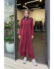 bellora %100 pamuk triko tunik bordo 3