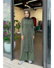 bellora %100 pamuk triko tunik haki
