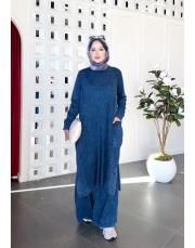 mirel % 100 pamuk triko kot garnili tunik lacivert