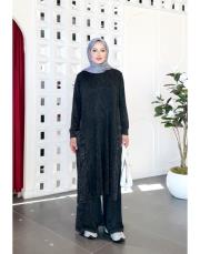 mirel % 100 pamuk triko kot garnili tunik siyah 2