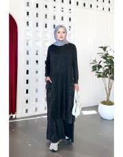 mirel % 100 pamuk triko kot garnili tunik siyah 3
