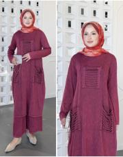 elara %100 pamuk triko tunik bordo