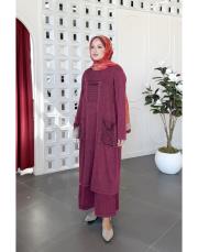 elara %100 pamuk triko tunik bordo 2