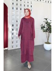 elara %100 pamuk triko tunik bordo 3