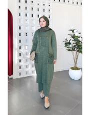 elara %100 pamuk triko tunik haki 2