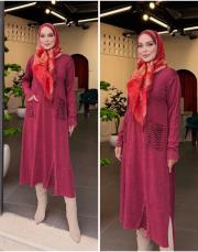 şehraz %100 pamuk triko elbise tunik bordo