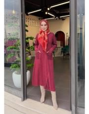 şehraz %100 pamuk triko elbise tunik bordo 2
