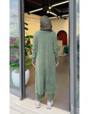 şehraz %100 pamuk triko elbise tunik haki 3