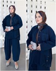 maribel ithal kadife takım lacivert