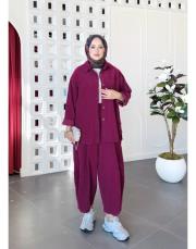 maribel ithal kadife takım menekşe 2