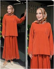 milen ithal kadife manşet brode takım kiremit