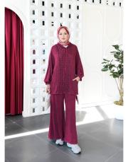 tina %100 pamuk kapşonlu triko tunik bordo 3