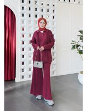 sena %100 pamuk kot garnili triko tunik bordo