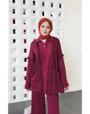 sena %100 pamuk kot garnili triko tunik bordo 2
