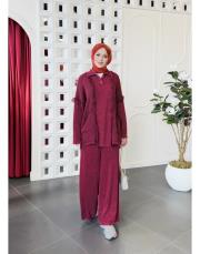 sena %100 pamuk kot garnili triko tunik bordo 3