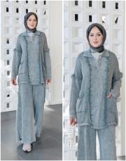 sena %100 pamuk kot garnili triko tunik gri